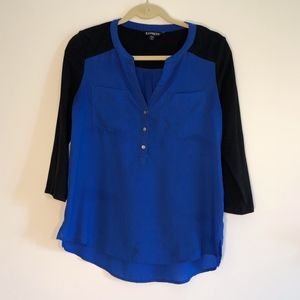 Express Royal Blue/Black 3/4-Sleeve Shirt